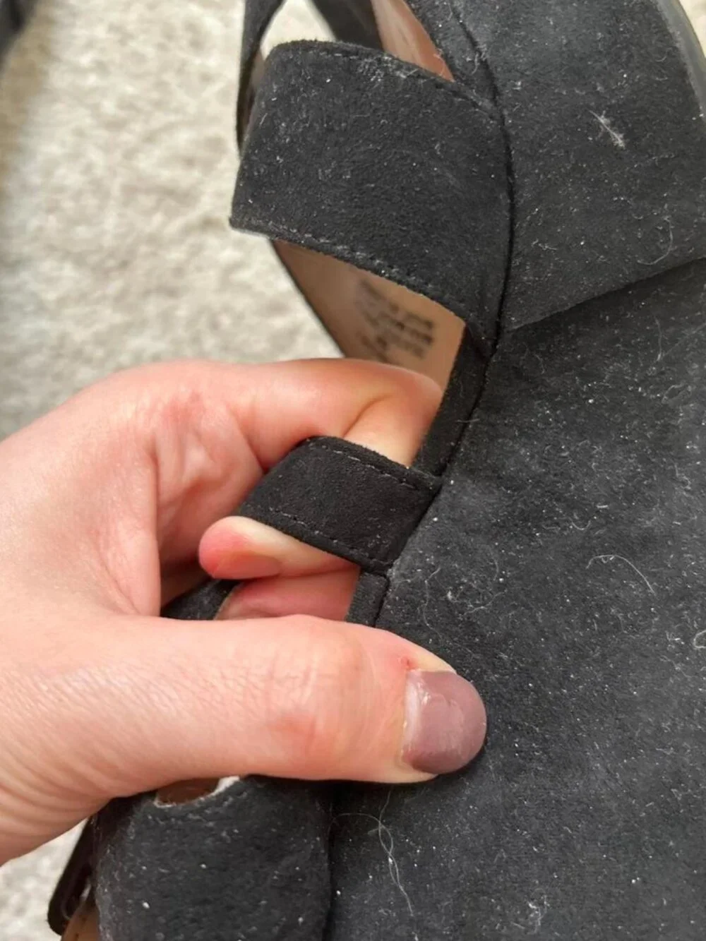 American Rag Co Suede Feel Black Wedge Heels with Criss Cross Straps sz 6